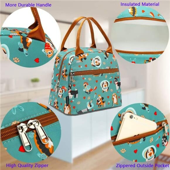 Lunch Cooler Bag - Tote Bag Organizer for Women/Men, Dog - Picture 4 of 7